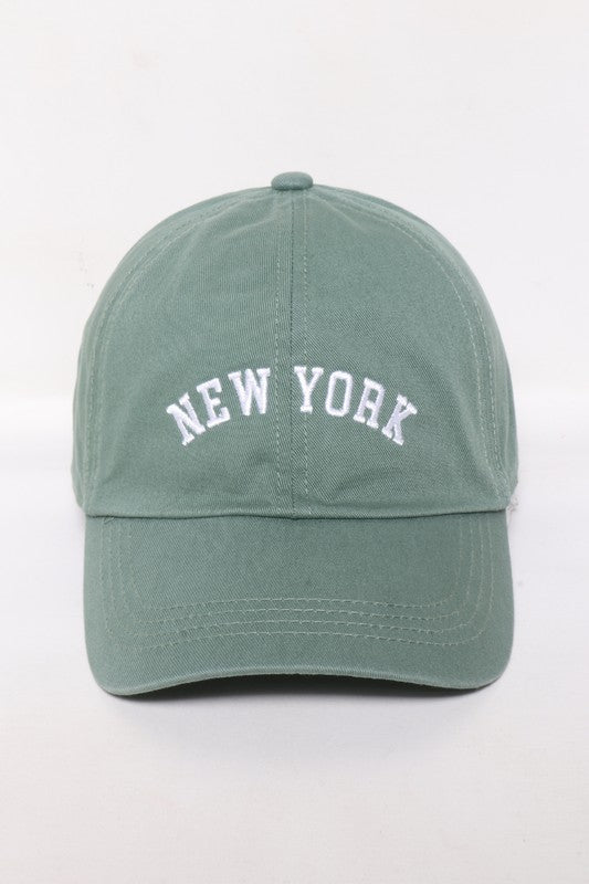 New York Sage Green Embroidered Cotton Hat