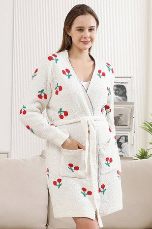 Cherry Robe with Pocket and Belt
