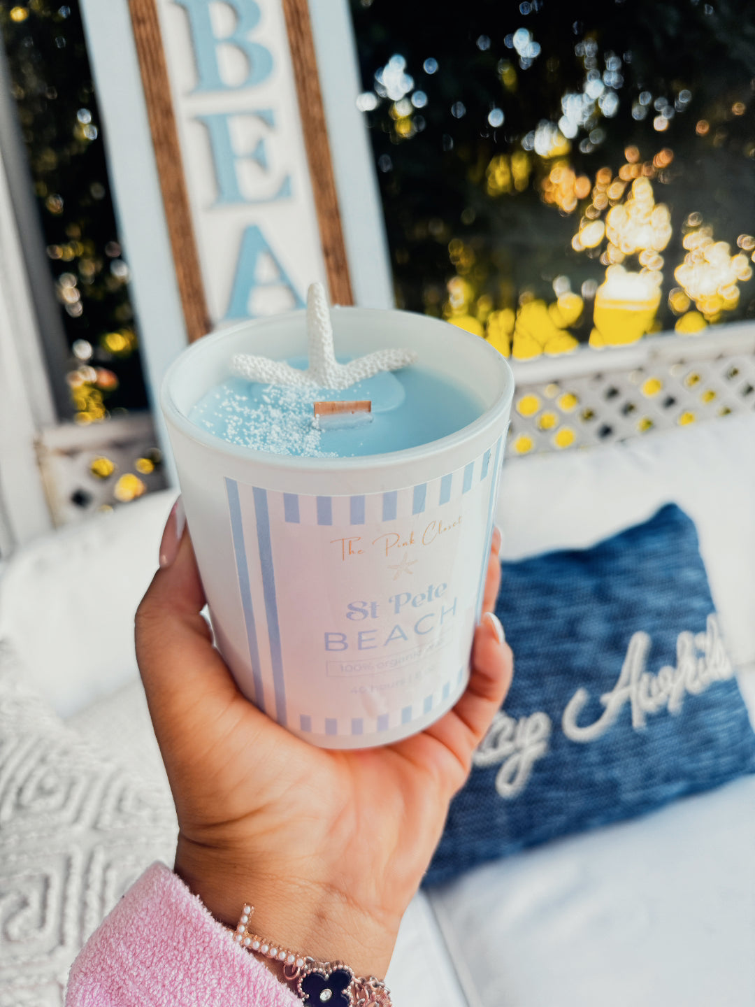 Beach Bliss Candle with Starfish – Handmade by The Pink Closet Company