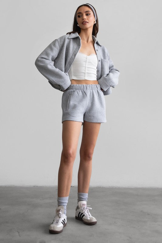 MOMO Heather Grey Casual High Waist Lounge Shorts – Relaxed Fit, Plush Fleece