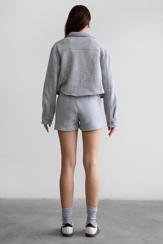 MOMO Heather Grey Casual High Waist Lounge Shorts – Relaxed Fit, Plush Fleece