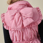 Pink Puffer Vest With Bow Detail