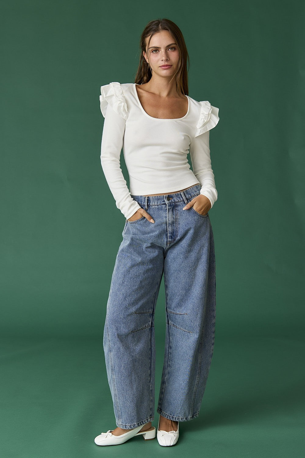 Ruffled Long Sleeve Top