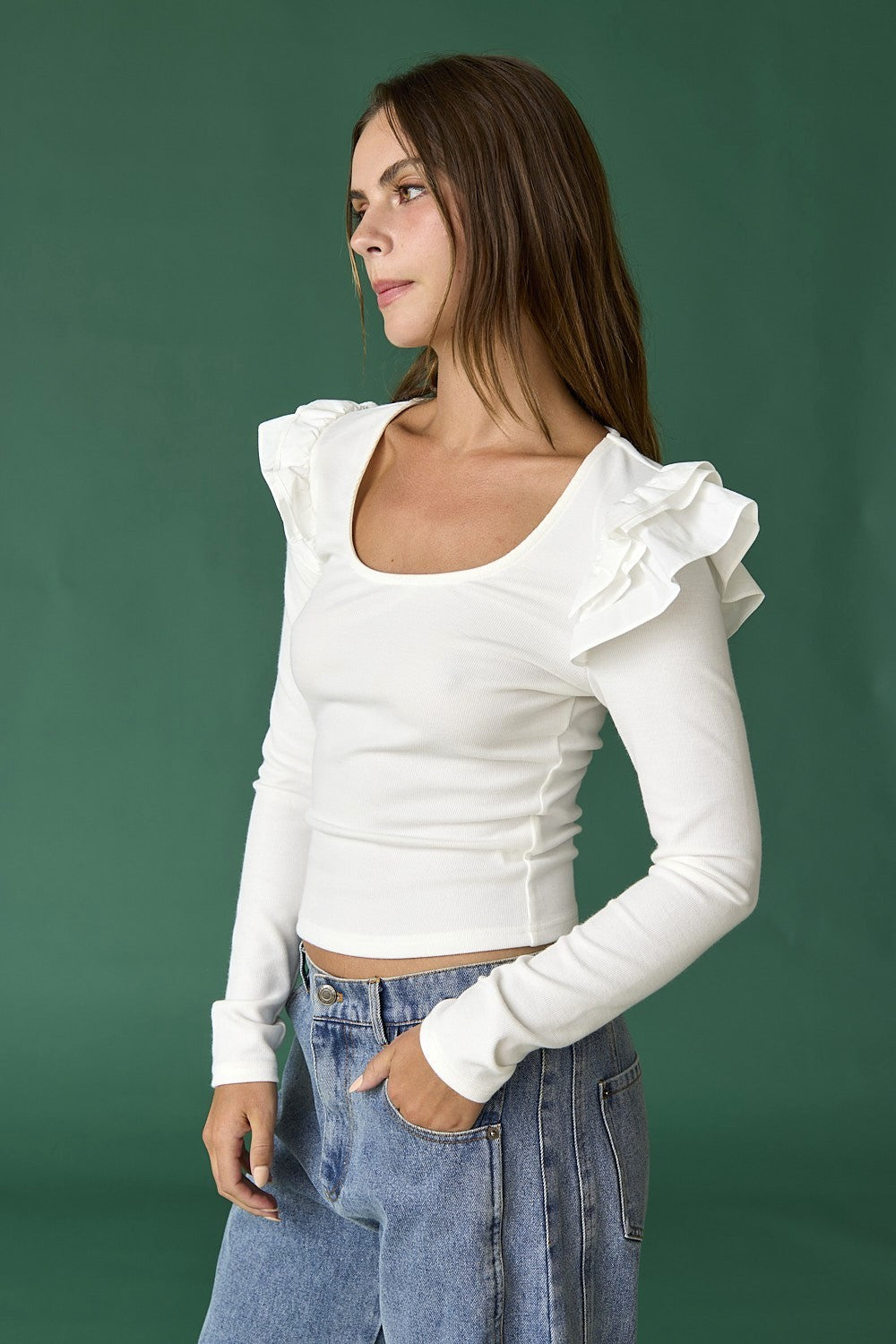 Ruffled Long Sleeve Top