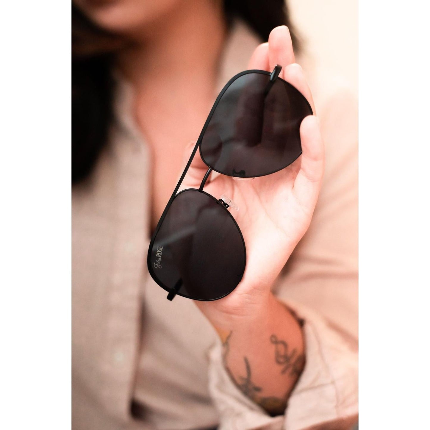 Black/Black Unisex Aviator Sunglasses