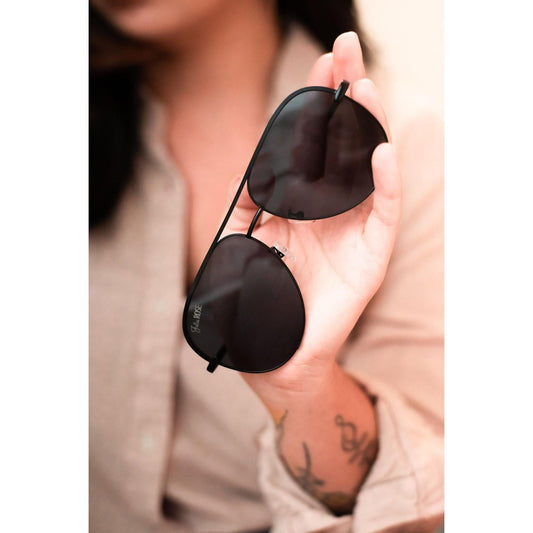 Black/Black Unisex Aviator Sunglasses