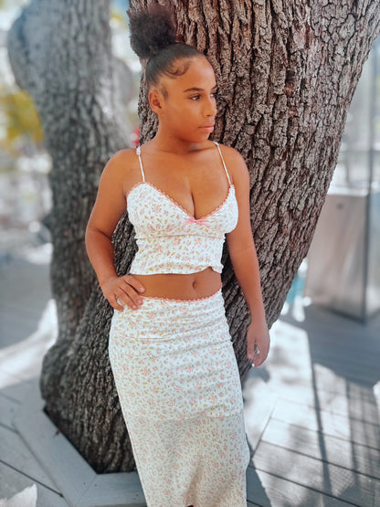 “Floral Daydream” Crop Top & Midi Skirt Set