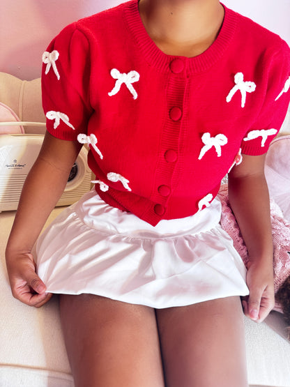 Mini Bow Surprise Crewneck Cardigan