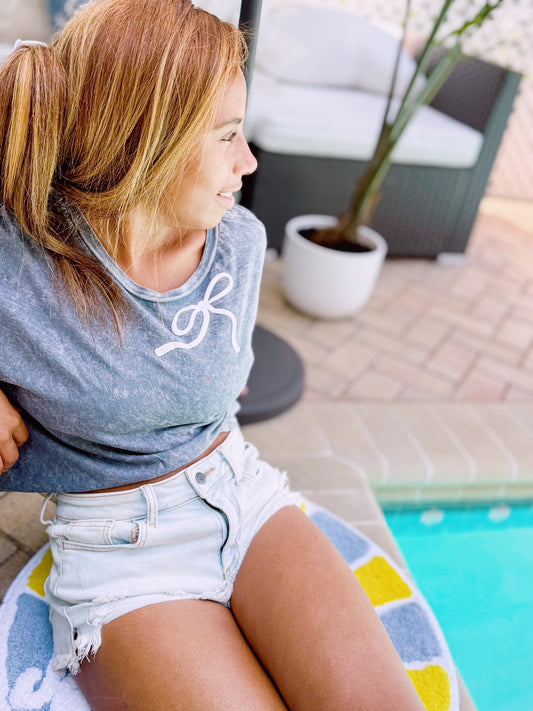 Smoky Sugar Graphic Puff Sleeve Crop Top