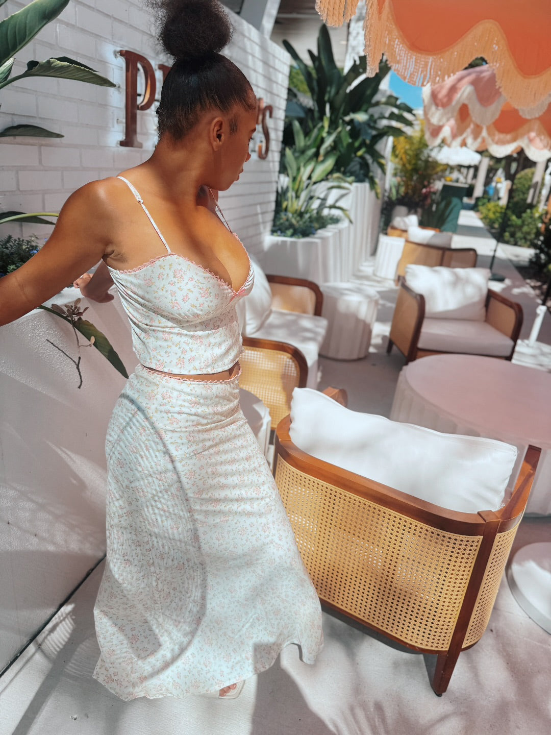 “Floral Daydream” Crop Top & Midi Skirt Set