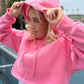 Pink Crop Hooded Sweatshirt