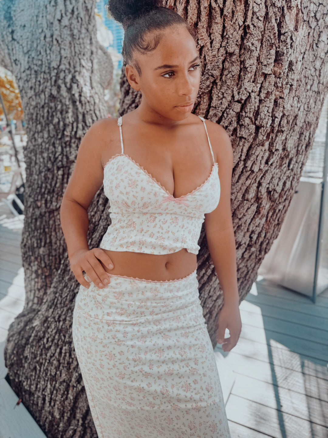 “Floral Daydream” Crop Top & Midi Skirt Set