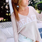 Lightweight Beach Beige Knit V-Neck Sweater Top