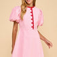 Pink Corduroy Fit and Flare Dress