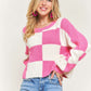 Pink And White Colorblock Sweater Plus