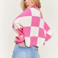 Pink And White Colorblock Sweater Plus