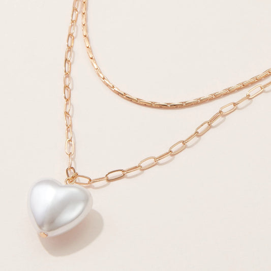 Pearl Heart Two-Layered Necklace