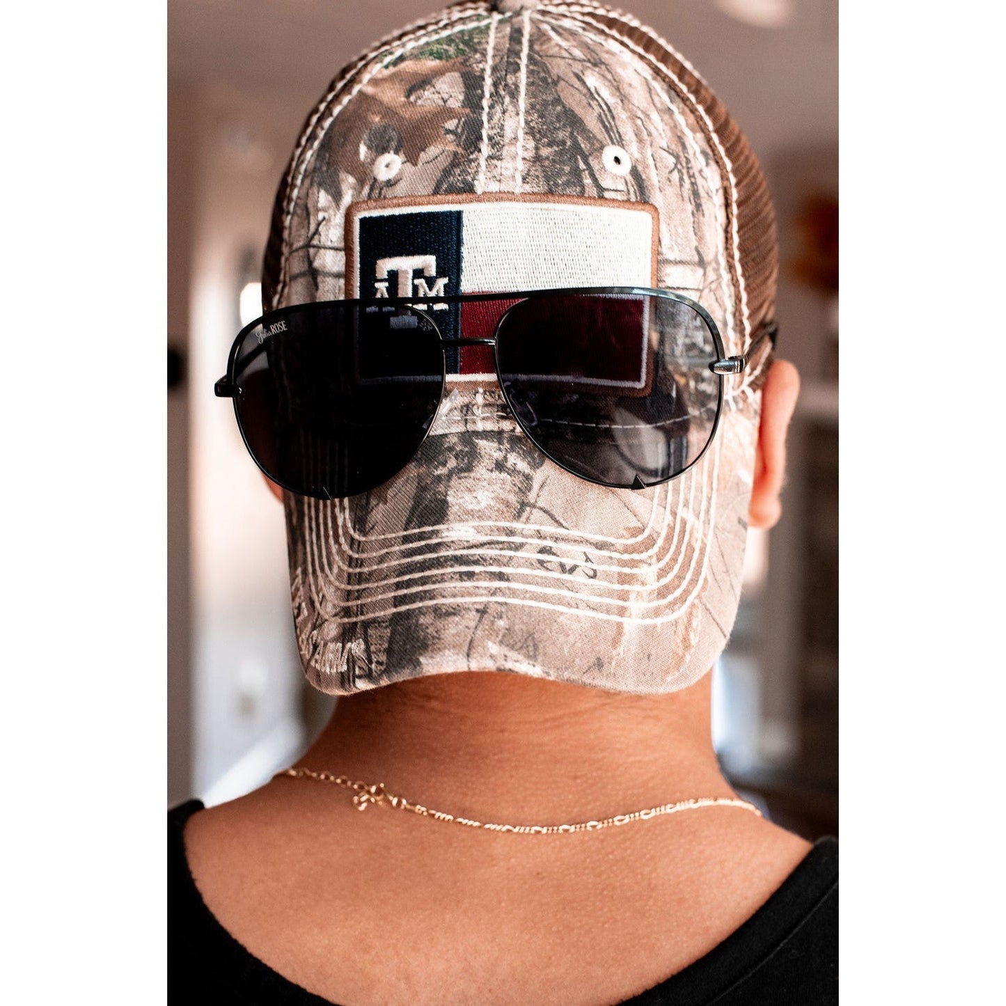 Black/Black Unisex Aviator Sunglasses