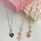 KOKOA Heart-Shaped Charm Necklace with Ribbon Decor and Pearl Beads – Elegant, Stylish, and Timeless