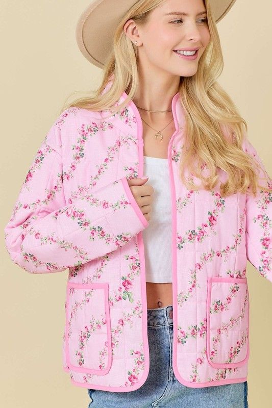 Floral Printed Quilted Jacket