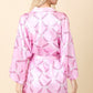 Pink Satin Robe With Flower Print