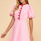 Pink Corduroy Fit and Flare Dress